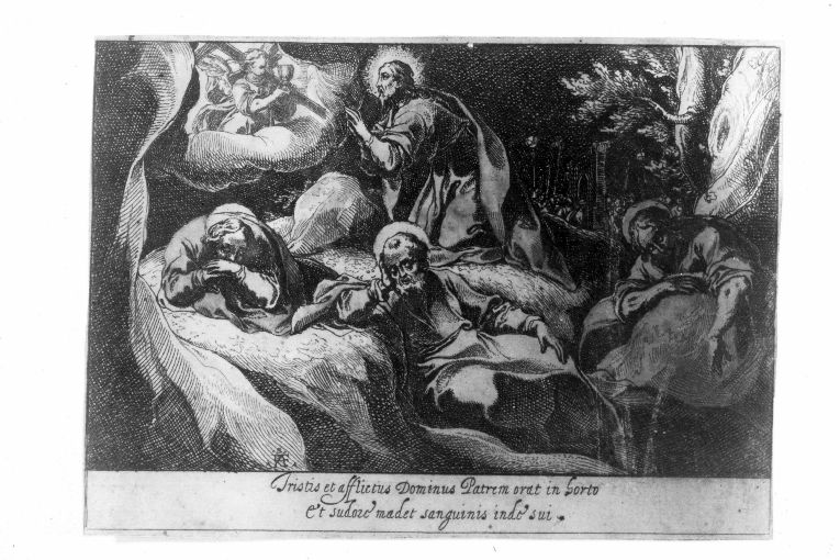 orazione di Cristo nell'orto di Getsemani (stampa smarginata) di R. F (sec. XVII)