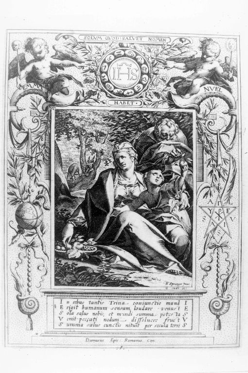 Sacra Famiglia (stampa) di Sadeler Gillis il Giovane, Spranger Bartholomaeus (sec. XVII)