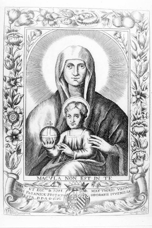 Madonna con Bambino (stampa) - ambito italiano (sec. XVII)