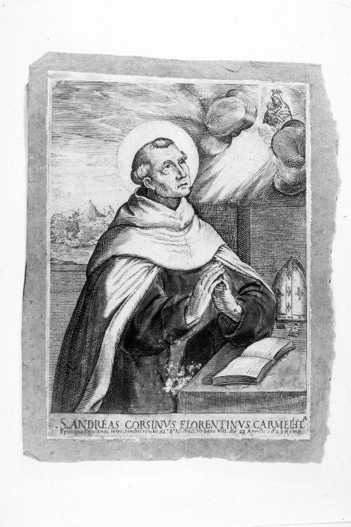 sant'Andrea Corsini (stampa smarginata) - ambito italiano (sec. XVII)