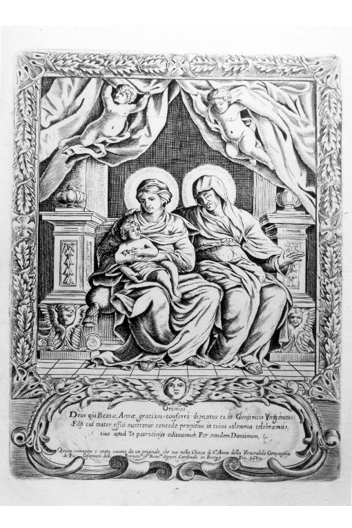 Madonna con Bambino e Sant'Anna (stampa) - ambito romano (sec. XVII)