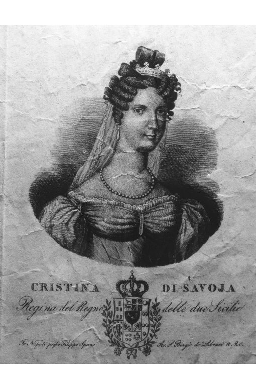 Ritratto di Maria Cristina Carolina di Savoia (stampa) - ambito napoletano (prima metà sec. XIX)