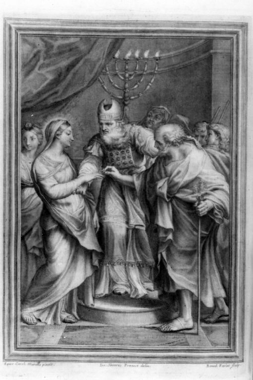 Sposalizio di Maria Vergine (stampa) di Sinceri Giuseppe, Farjat Benoit (sec. XVIII)