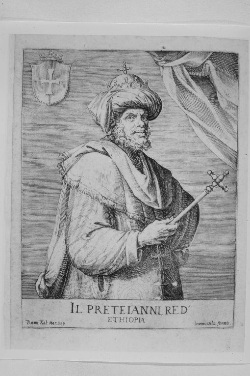 Ritratto del Preteianni, re d'Etiopia (stampa) di Orlandi Giovanni (sec. XVI)