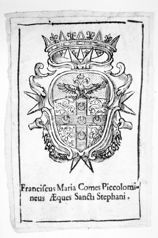 Arme gentilizia Piccolomini (stampa) - ambito italiano (sec. XVIII)