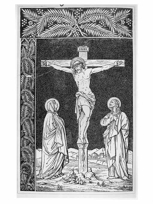 Crocifissione di Cristo (stampa) di Bauer A (sec. XX)