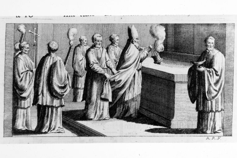 aspersione dell'altare maggiore (stampa) di Rossi Andrea (terzo quarto sec. XVIII)