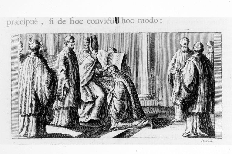 cerimonia di riammissione dei penitenti (stampa) di Rossi Andrea (terzo quarto sec. XVIII)