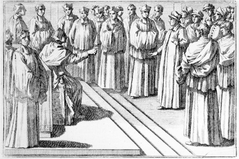 La visita delle parrocchie: benedizione del popolo (stampa) - ambito romano (sec. XVIII)