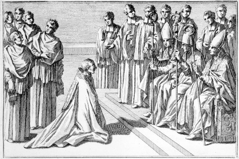 Lo scrutinio serale: presentazione al vescovo (stampa) - ambito romano (sec. XVIII)