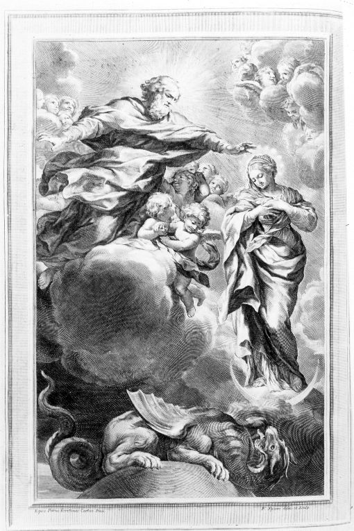 Madonna Immacolata (stampa) di Berrettini Pietro detto Pietro da Cortona, Spierre Francoise (sec. XVII)