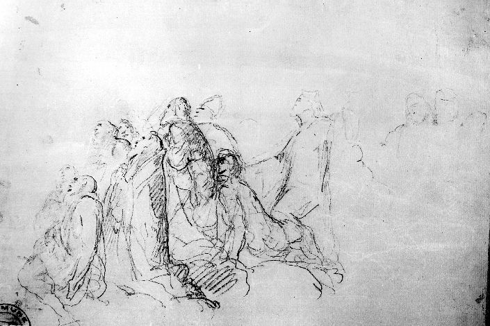 studio di figure (disegno preparatorio) di De Napoli Michele (attribuito) (sec. XIX)