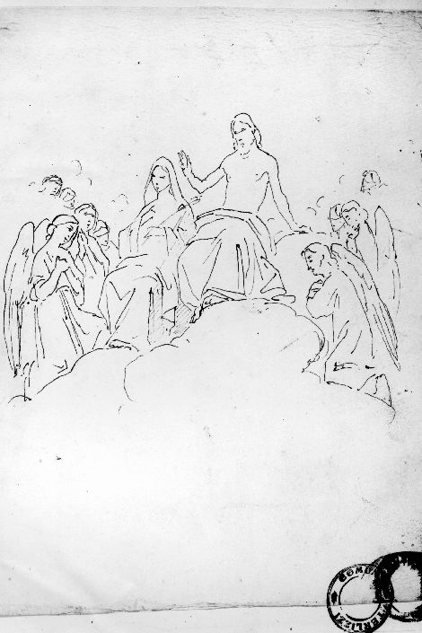 studio di Madonna, Cristo e angeli (disegno) di De Napoli Michele (attribuito) (metà sec. XIX)