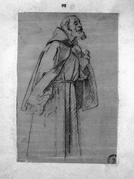 studio di monaco (disegno preparatorio) di De Napoli Michele (attribuito) (sec. XIX)
