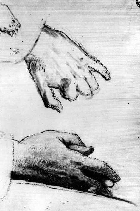 studio di mani (disegno preparatorio) di De Napoli Michele (attribuito) (sec. XIX)