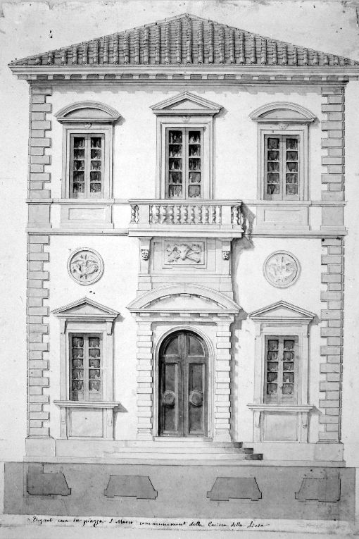 Veduta di palazzo Livia in piazza san Marco (disegno) di Cavoti Pietro (seconda metà sec. XIX)