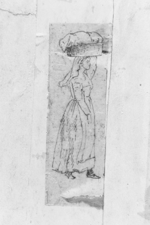 Figura femminile con cesto di panni (disegno) di De Stefano Vincenzo (fine sec. XIX)