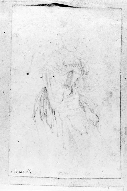 Figura femminile che lava (disegno) di De Stefano Vincenzo (fine sec. XIX)