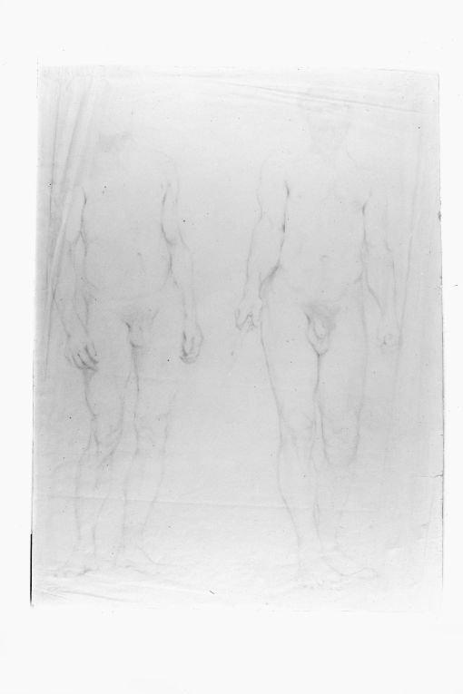 Nudo virile // Nudo virile con asta (disegno) di Girondi Raffaele (inizio sec. XX)