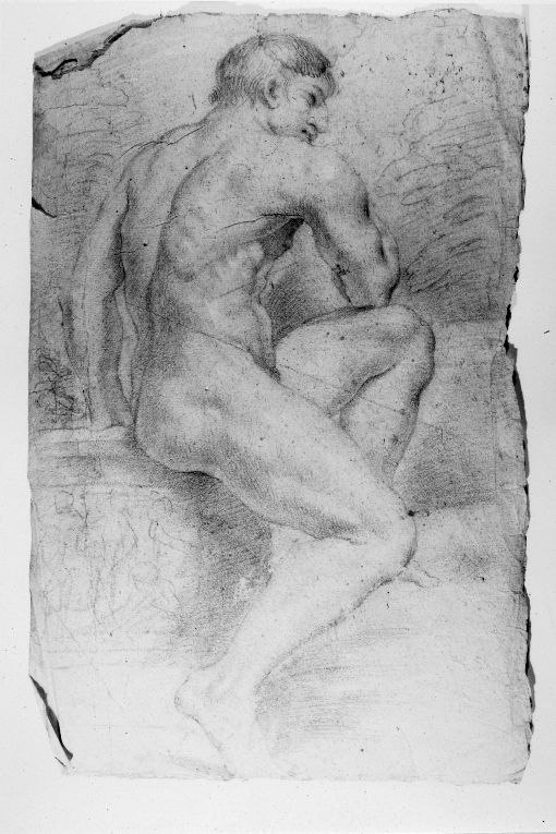 Nudo virile (disegno) - ambito italiano (sec. XVII)