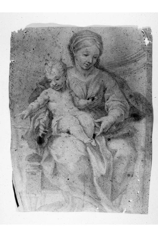Madonna con Bambino (disegno) - ambito italiano (secc. XVI/ XVII)