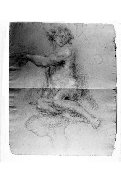 Nudo virile seduto (disegno) - ambito italiano (prima metà sec. XVIII)