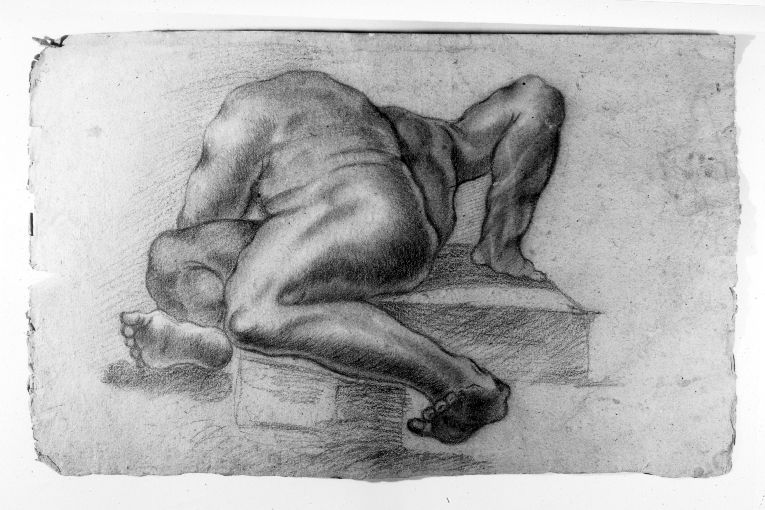 Nudo virile disteso (disegno) - ambito italiano (sec. XVII)