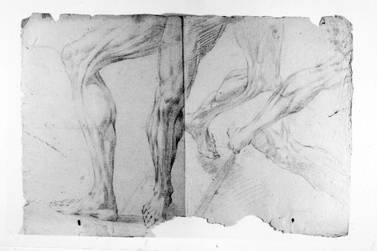 Studio di gambe/ San Paolo apostolo/ San Paolo apostolo (disegno) - ambito italiano (sec. XVIII)