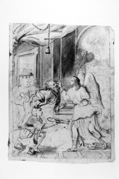 Tobia e l'Angelo (disegno) - ambito italiano (sec. XVII)