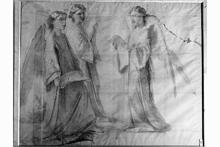 studio di coro di angeli (disegno preparatorio) di De Napoli Michele (attribuito) (sec. XIX)