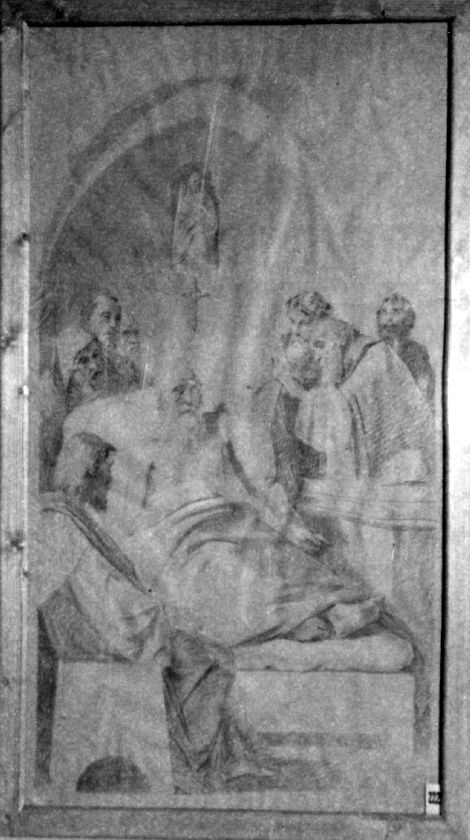studio di Morte di San Girolamo (disegno preparatorio) di De Napoli Michele (attribuito) (sec. XIX)