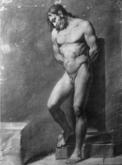 studio di Cristo alla colonna (disegno) di De Napoli Michele (attribuito) (sec. XIX)