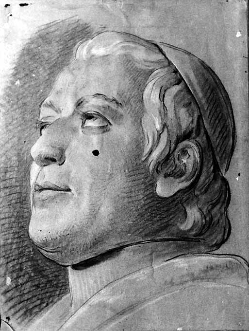 studio di ritratto di Pio IX (disegno preparatorio) di De Napoli Michele (attribuito) (sec. XIX)