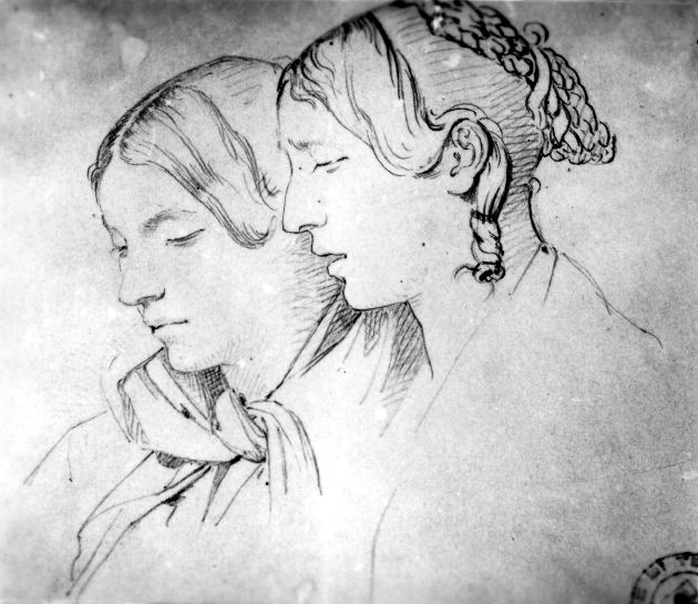 studio di due ragazze a mezzo busto (disegno) di De Napoli Michele (attribuito) (sec. XIX)