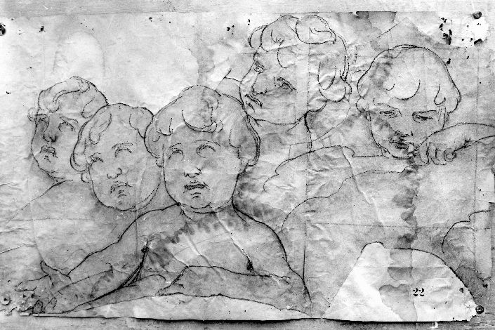 Gruppo di putti (disegno preparatorio) di De Napoli Michele (attribuito) (sec. XIX)