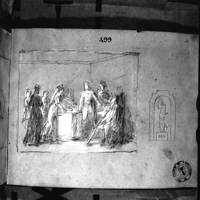 studio di composizione di figure (disegno preparatorio) di De Napoli Michele (attribuito) (metà sec. XIX)