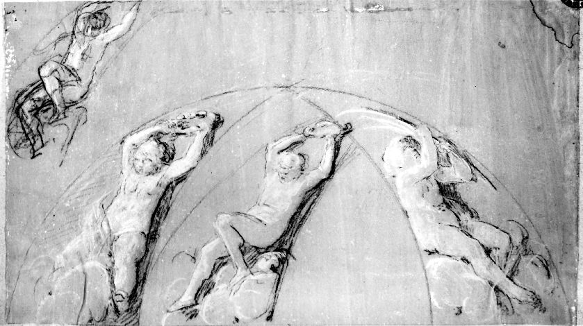 studio di cupola con figure (disegno) di De Napoli Michele (attribuito) (sec. XIX)