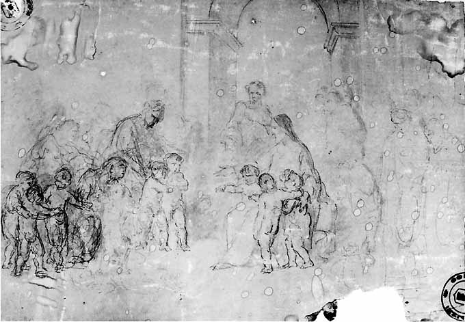 Lasciate che i pargoli vengano a me, episodio della vita di Cristo (disegno) di De Napoli Michele (attribuito) (sec. XIX)