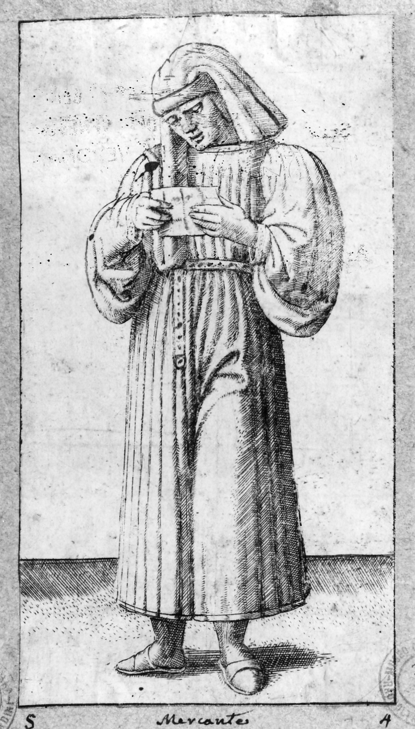 Mercante/ Le Condizioni umane, figura maschile (stampa smarginata, serie) di Ladenspelder Johann (sec. XVI)