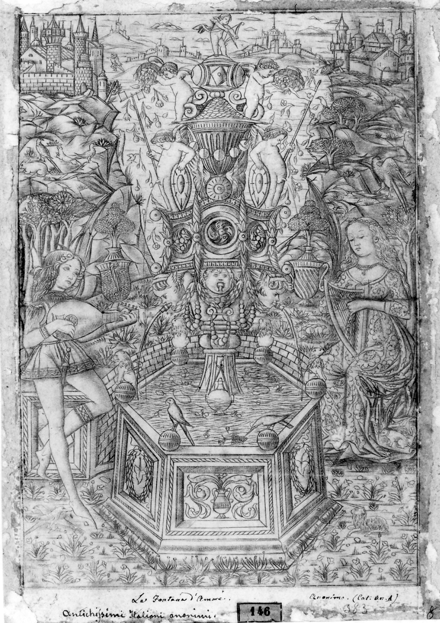fontana d'Amore (stampa smarginata) - ambito veneziano (?) (sec. XV)