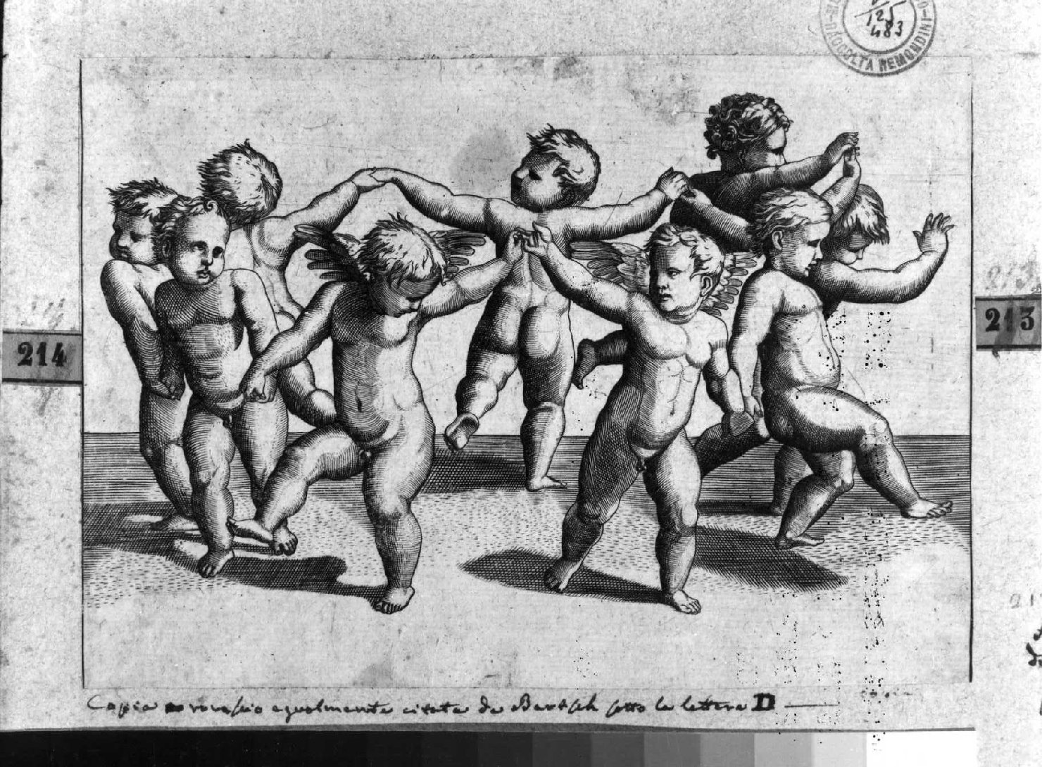 danza di putti (stampa smarginata) di Sanzio Raffaello (sec. XVI)