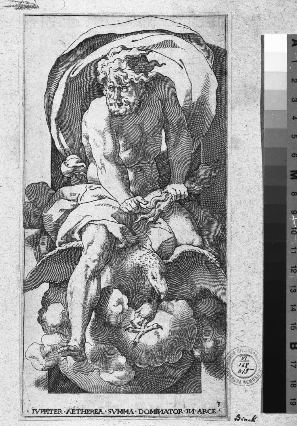 Giove (stampa smarginata, serie) di Rosso Fiorentino, Binck Jacob (sec. XVI)