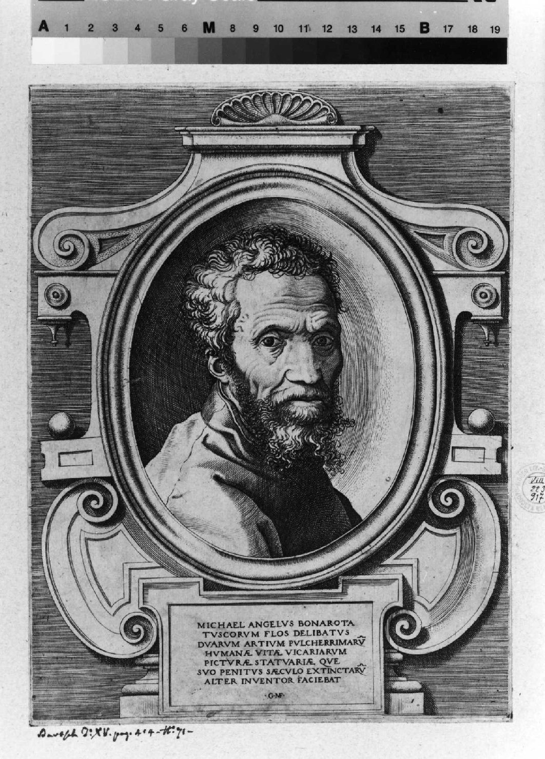 ritratto di Michelangelo (stampa) di Ghisi Giorgio (sec. XVI)