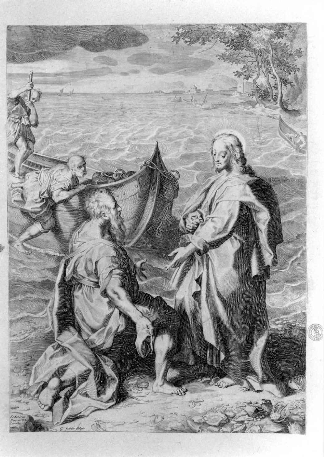 Andrea riconosce in Cristo il Messia (stampa smarginata) di Sadeler Egidius II, Barocci Federico (sec. XVI)