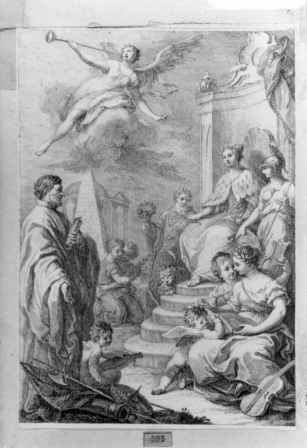 scena allegorica (stampa smarginata) - ambito veneziano (seconda metà sec. XVIII)