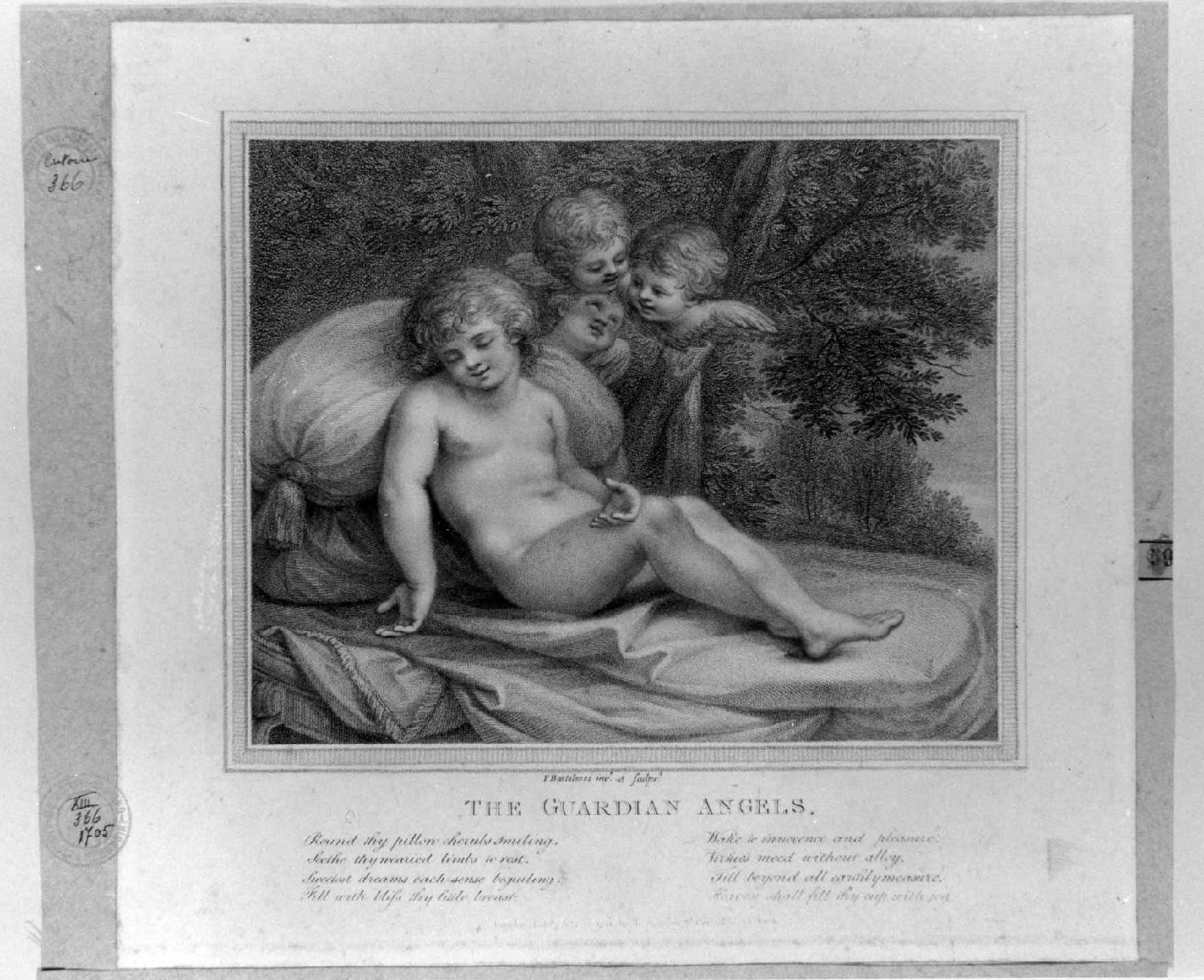 angeli custodi e Silenzio (stampa smarginata, serie) di Bartolozzi Francesco (sec. XVIII)