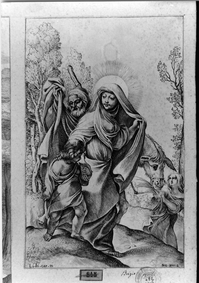 ritorno dall'Egitto (stampa smarginata) di Carracci Ludovico, Brizio Francesco (sec. XVII)
