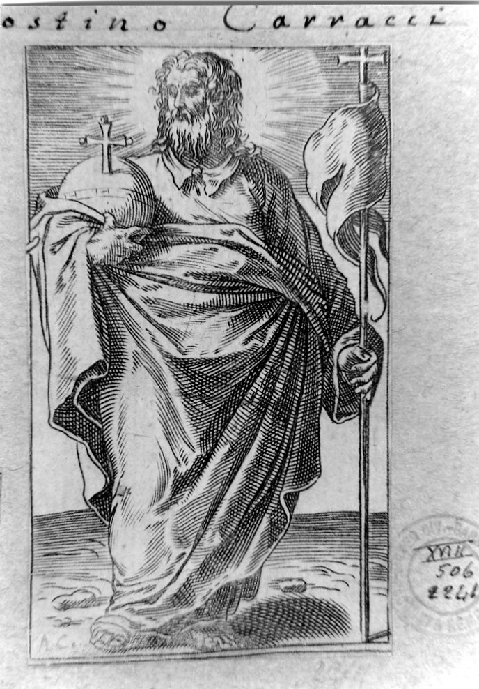 Cristo, la Madonna, San Giovanni Battista e gli apostoli (stampa smarginata, serie) di Carracci Agostino (sec. XVI)