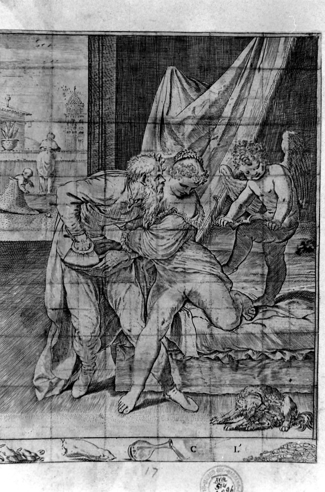 scena erotica (stampa) di Carracci Agostino (sec. XVI)