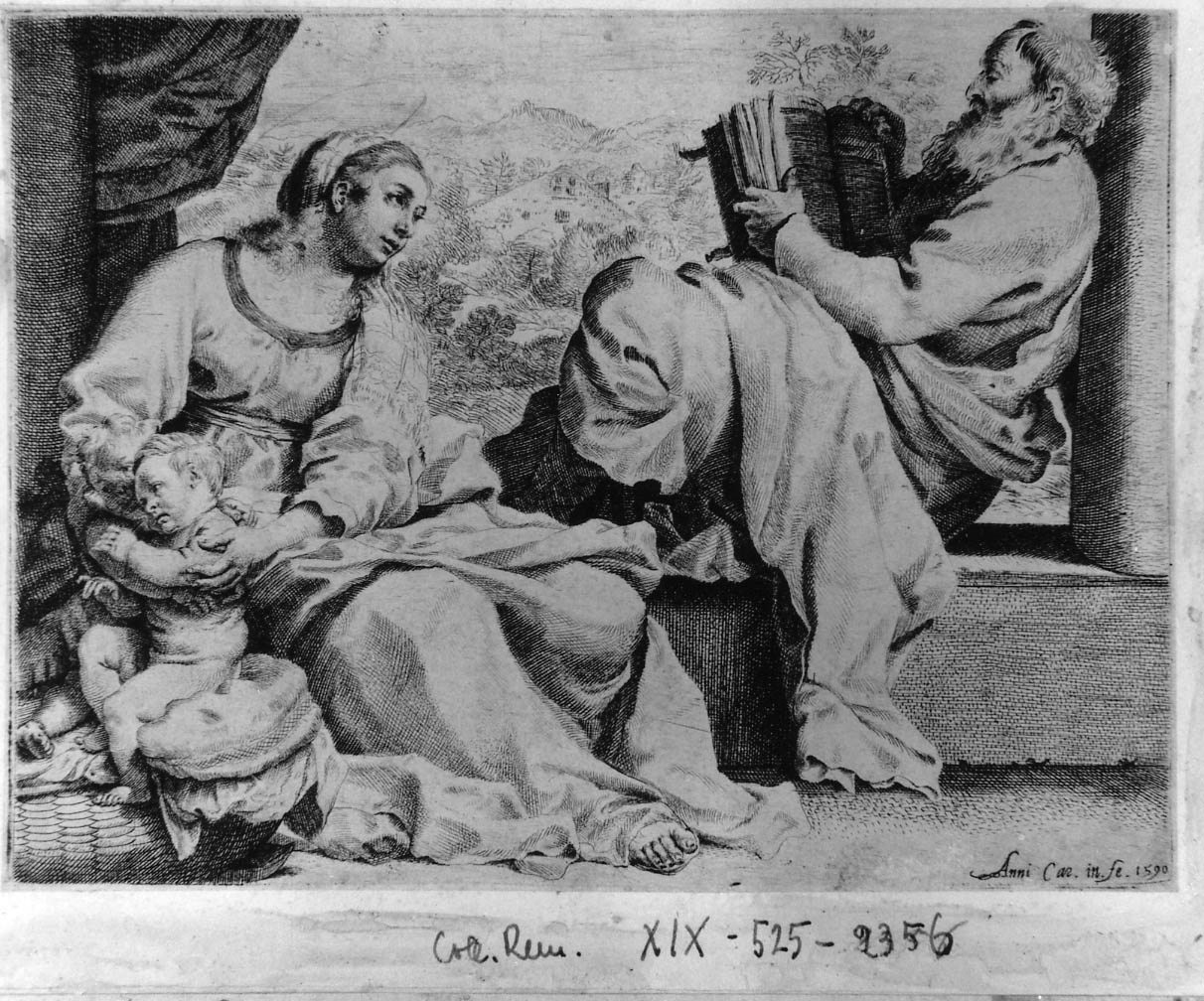 Sacra Famiglia (stampa smarginata) di Carracci Annibale (sec. XVI)